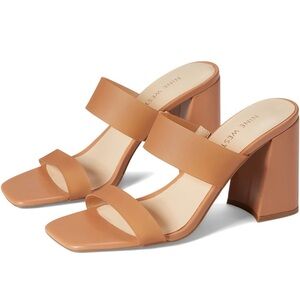 Nine West Tan Double-Strap Block Heel Mules